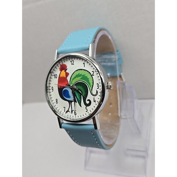 Kokofolk Rooster Folk Artisan Quartz Watch Blue Leather Band New Battery Poland - Picture 2 of 11